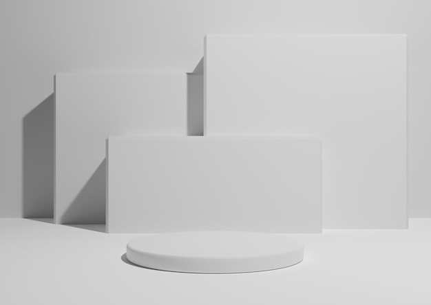 Support De Podium De Composition D'affichage De Produit Minimal Gris Blanc 3d Formes Carrées En Arrière-plan