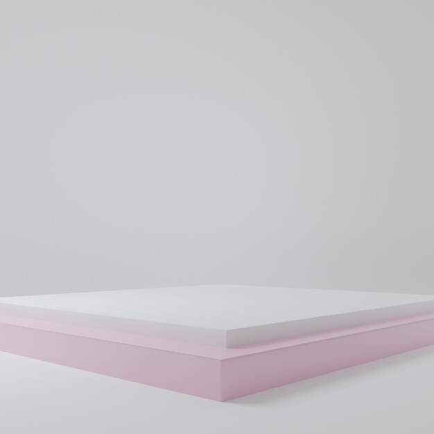 support de produit blanc dans une scène de studio de chambre rose pour un rendu minimal du produit design3d