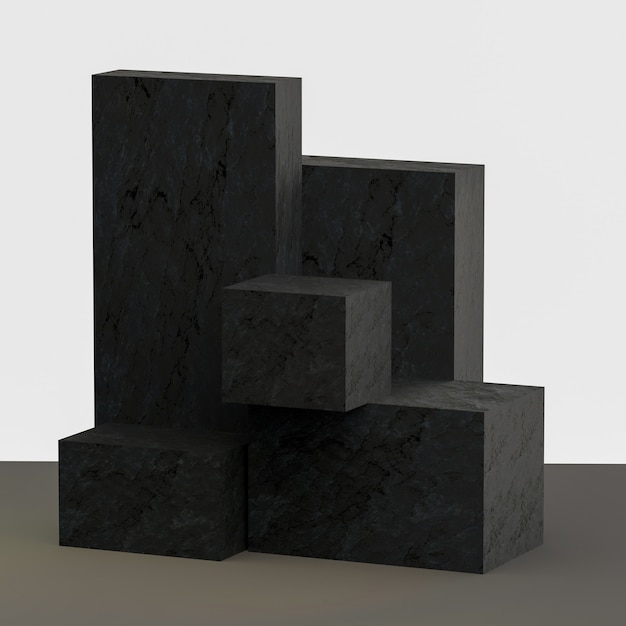 Support de produit de rendu 3d à partir de blocs avec texture de pierre