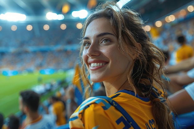 Photo des supporters fiers déployant des bannières et des panneaux lors d'un match sportif