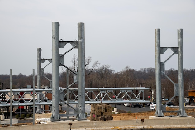 Photo supports en fer pour un nouveau pont métallique cadre de boulon moderne