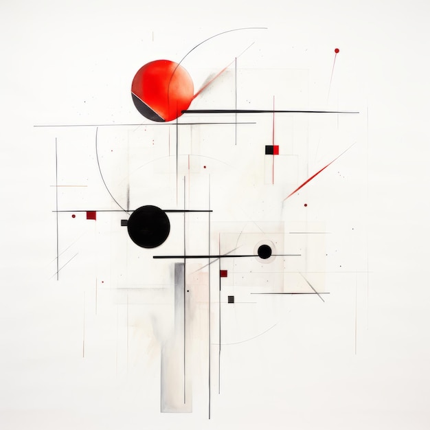 Suprematisme abstrait Œuvres d'art rouges formes noires et blanches sur fond blanc