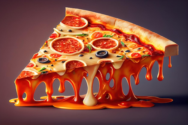 Suprême Pizza tranche levée Generative Ai