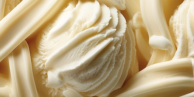 Surface de crème glacée à la vanille générative de l'IA en gros plan texture de crême glacée blanche comme arrière-plan