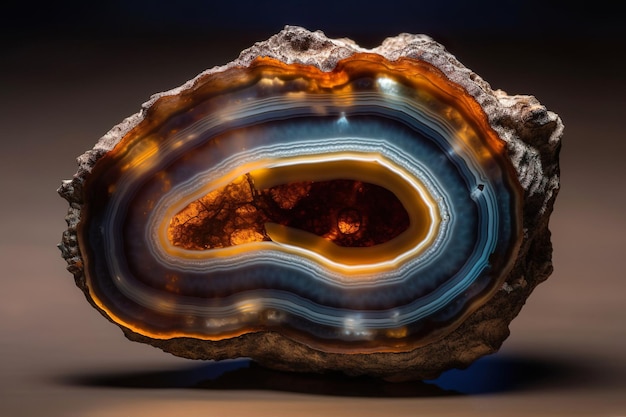 Surface en cristal d'agate translucide naturelle Generative Ai