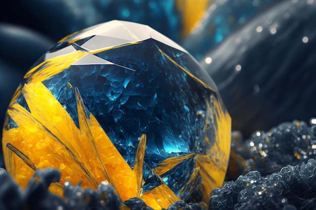 Surface en cristal et marbre bleu, motif naturel