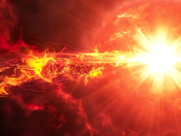 Surface du soleil avec des flammes et de la chaleur des éruptions solaires