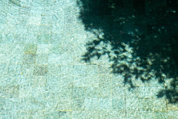 Surface de l'eau Dans la piscine avec des reflets ensoleillés et des ombres