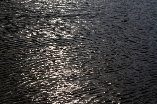 Surface de l'eau grise ondulante. noir et blanc