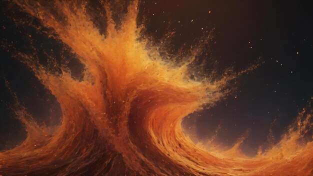 Surface d'énergie orange abstraite avec des ondes magiques de particules et de points avec un fond d'endation