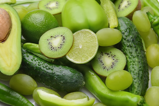 Surface de fruits et légumes verts