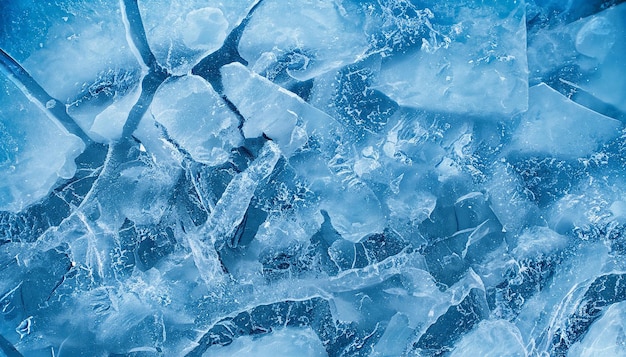 Une surface de glace bleue avec de la glace dessus