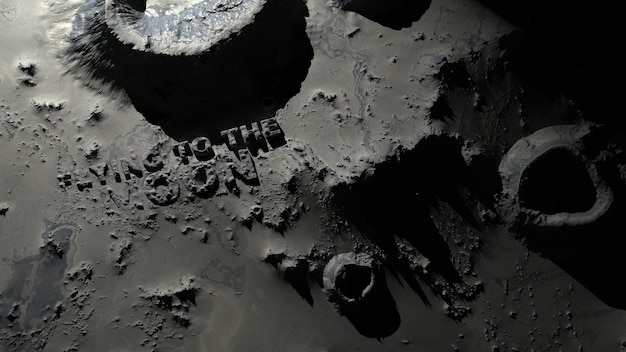 La surface de la lune avec des cratères avec le texte "voler vers la lune"