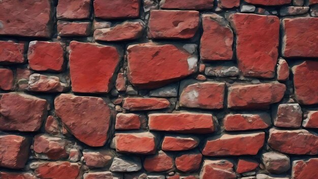 Photo surface de mur en pierre brute avec rayures rouges aléatoires pour fond de texture