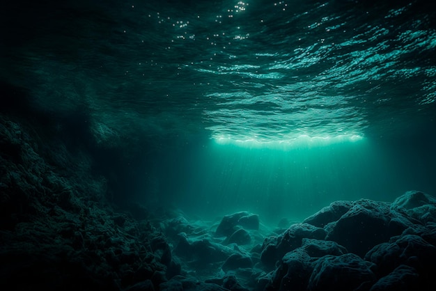 Surface de l'océan vue sous l'eau