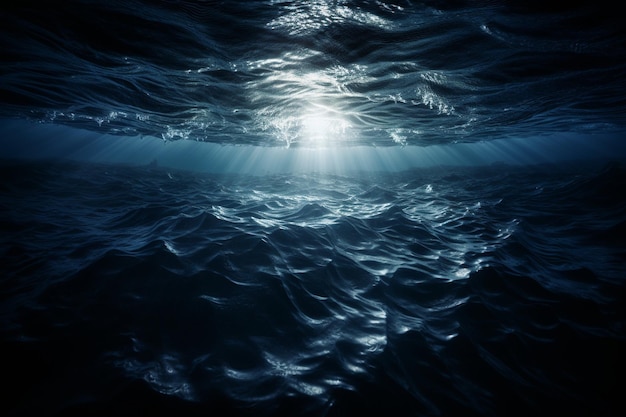 Photo surface océanique bleu foncé vue sous l'eau