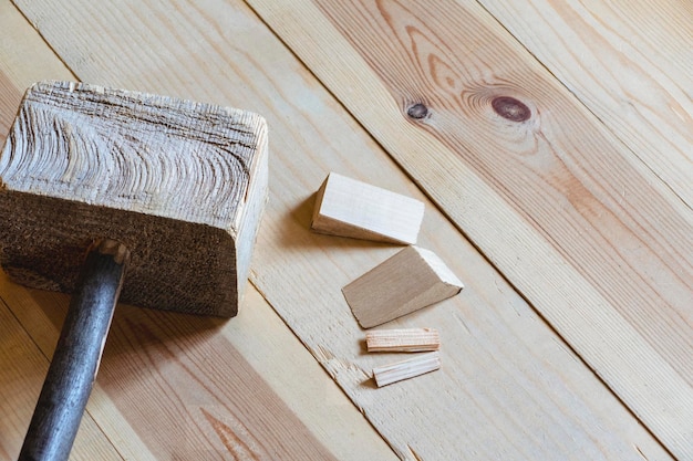 Surface de réparation de plancher en bois construction de maison en bois