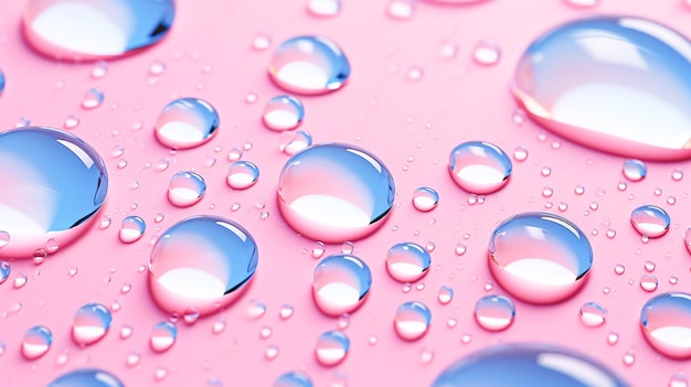 Surface rose avec des gouttelettes d'eau améliorées par l'intelligence artificielle générative