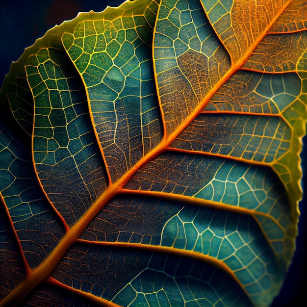 Surface de la texture des feuilles feuilles veines macrophotographie AI générative