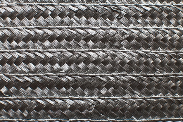 Surface texturée noire du panier tissé en osier