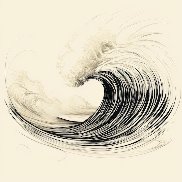 Surfer Riding Rogue Wave Illustration vectorielle stylisée