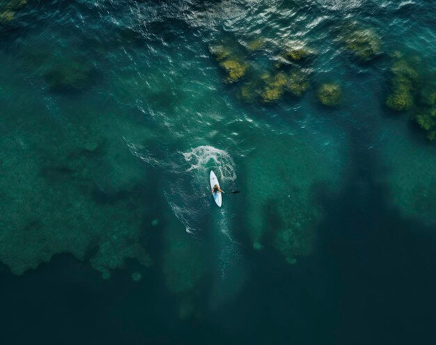 Photo surfeur au sommet de la vague dans l'océan