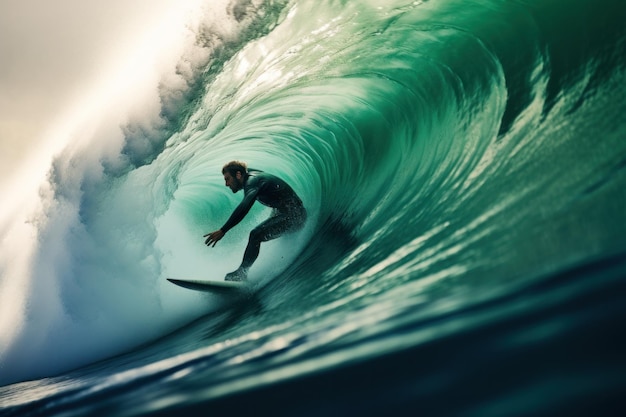 Photo surfeur d'eau sur la vague illustration ai generativexa