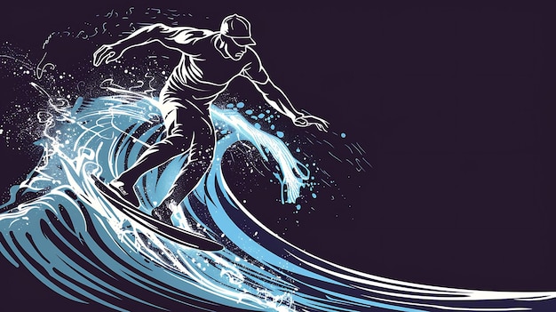 Photo surfeur sur la vague illustration vectorielle