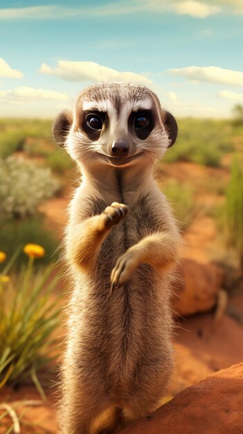 Suricate curieuse debout sur ses pattes arrière papier peint pour le téléphone