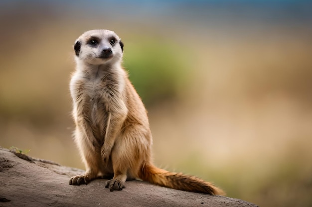 Un suricate est assis sur un rocher dans un zoo.