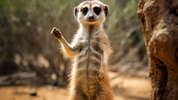 Une suricate mignonne qui bouge la main.