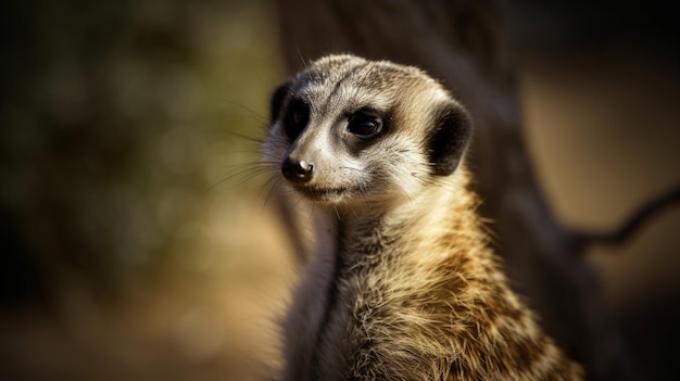 Un suricate se penche sur la caméra.