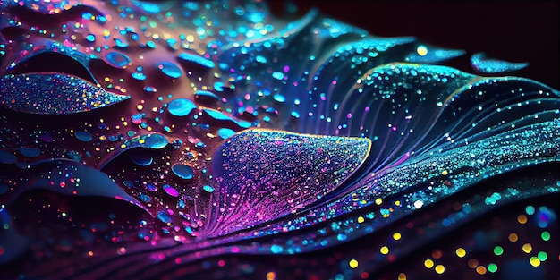Surnaturel luxueux avec holographique irisé magnifique en gros plan macro