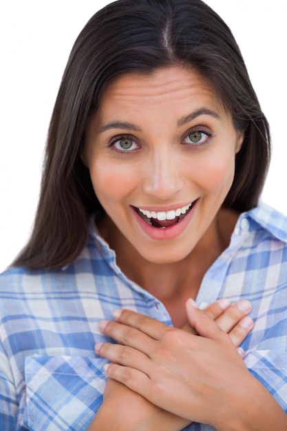 Photo surpris de jeune femme avec la bouche ouverte