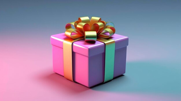 Surprise et joie dans l'illustration de la boîte à cadeaux 3D générée par l'IA