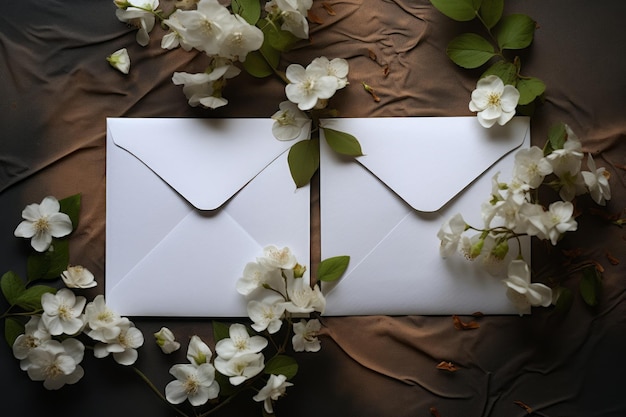 Photo des surprises en fleurs le mystère dans deux enveloppes blanches