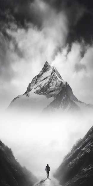 Surreal Cinematic Minimalistic Shot Beau paysage avec des montagnes