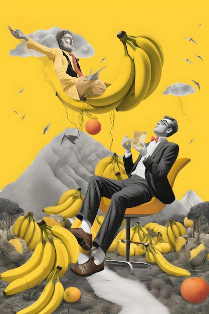 le surréalisme de l'homme et de la banane