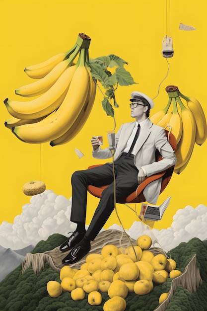 Photo le surréalisme de l'homme et de la banane