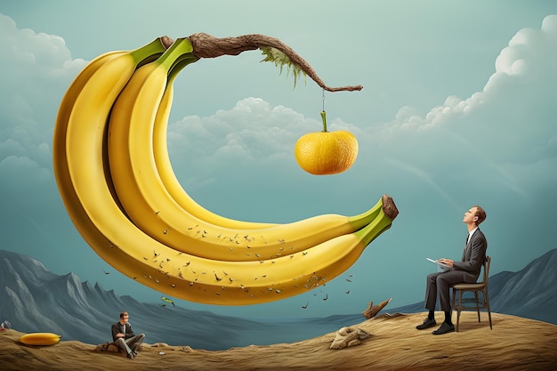 le surréalisme de l'homme et de la banane