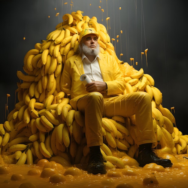 Photo surréalisme un homme et une banane