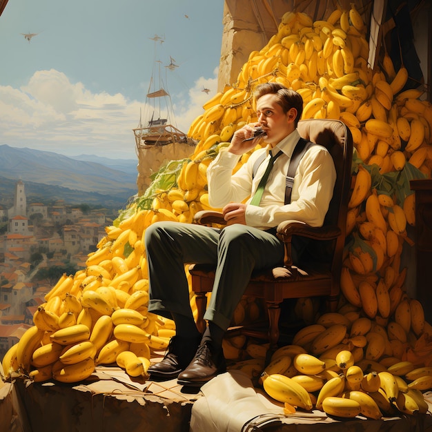 Photo surréalisme un homme et une banane