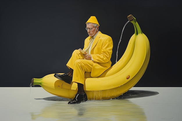 Photo surréalisme homme et banane