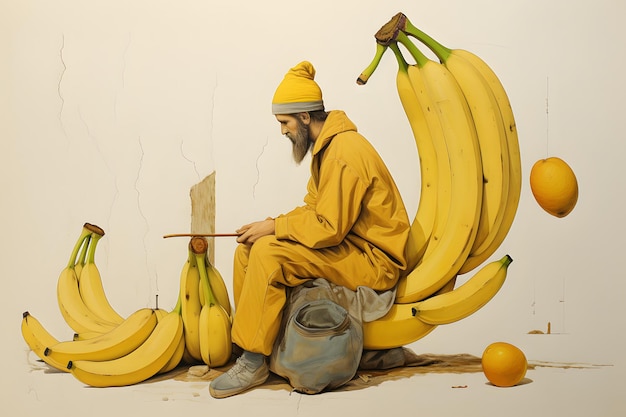 le surréalisme de l'humain et de la banane