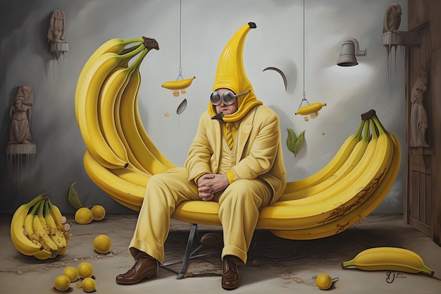 le surréalisme de l'humain et de la banane