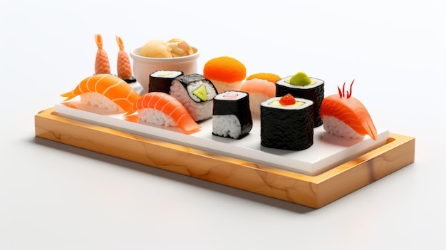 Sushi 3D isolé sur fond blanc