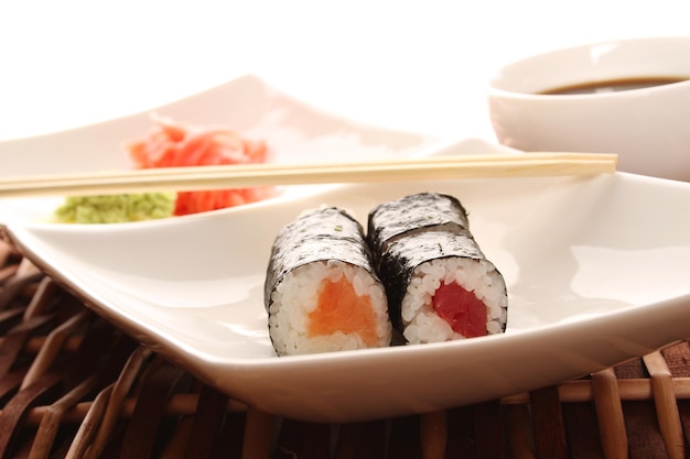 Sushi sur une assiette