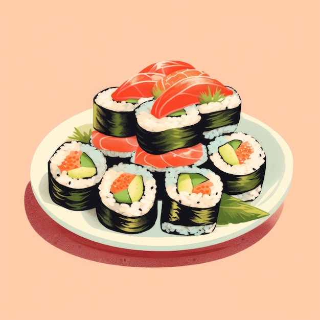 Sushi dans le style rétro IA générative