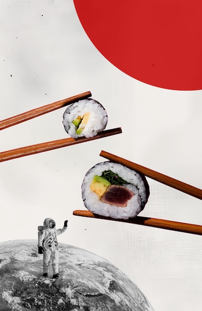 Sushi et design de collage de personnes