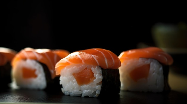 Sushi sur fond noir